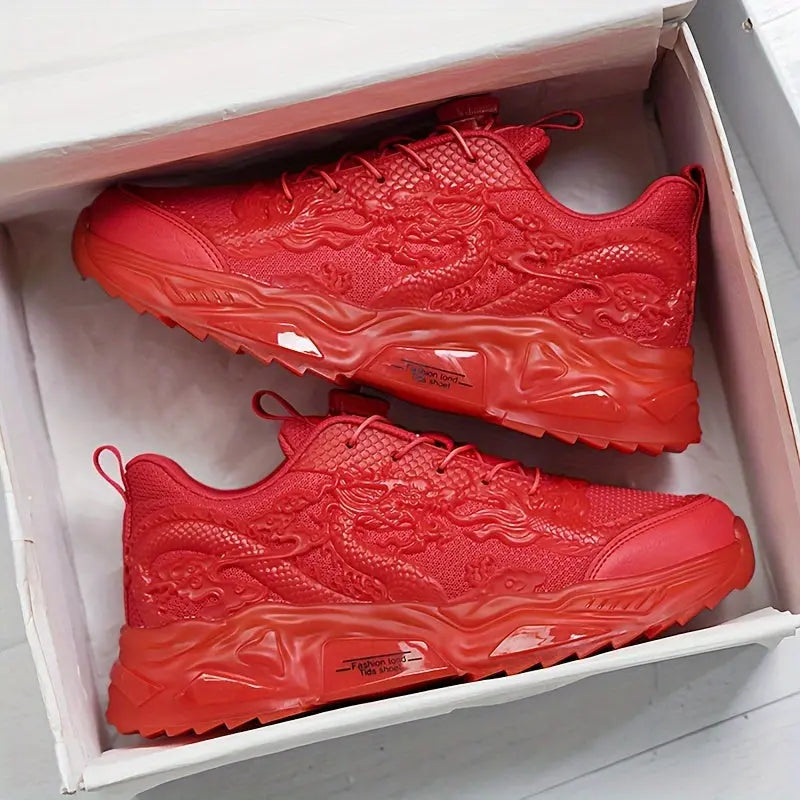 Trendy Dragon-Design Chunky Sneakers for All - Rotating Buckle, Non-Slip & Durable for Outdoor Adventures, Unisex Temu