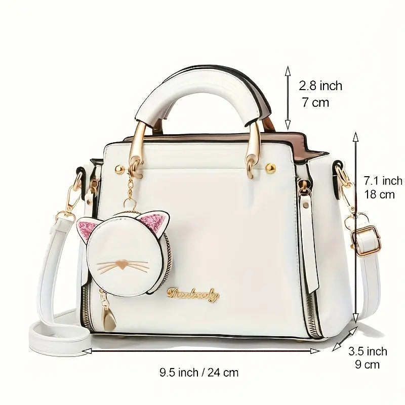 Small Purses And Handbags For Women Fashion Ladies Top Handle Satchel Bags Teenage Girls Shoulder Crossbody Bags With Kitten Pendant Temu