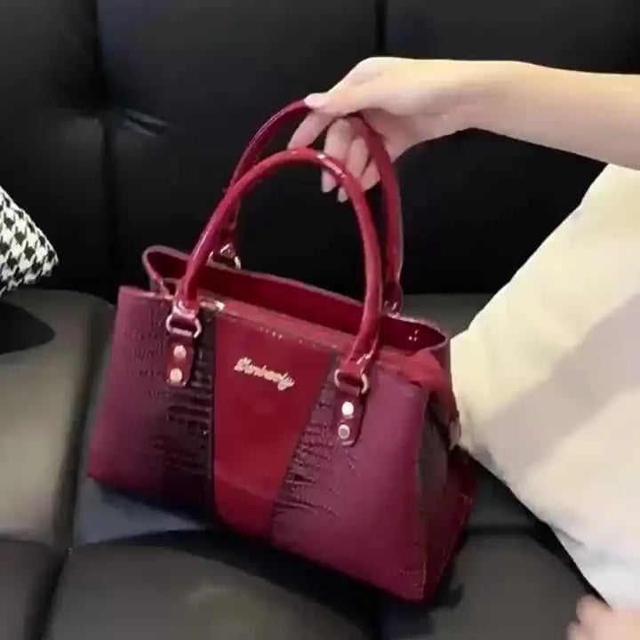 3pcs Elegant PU Handbag Set, Crocodile Pattern Large Capacity Crossbody Bag with Coin Purse and Card Holder, Lightweight Shoulder Bag with Sequins and Zipper Closure Chic Le'Meek