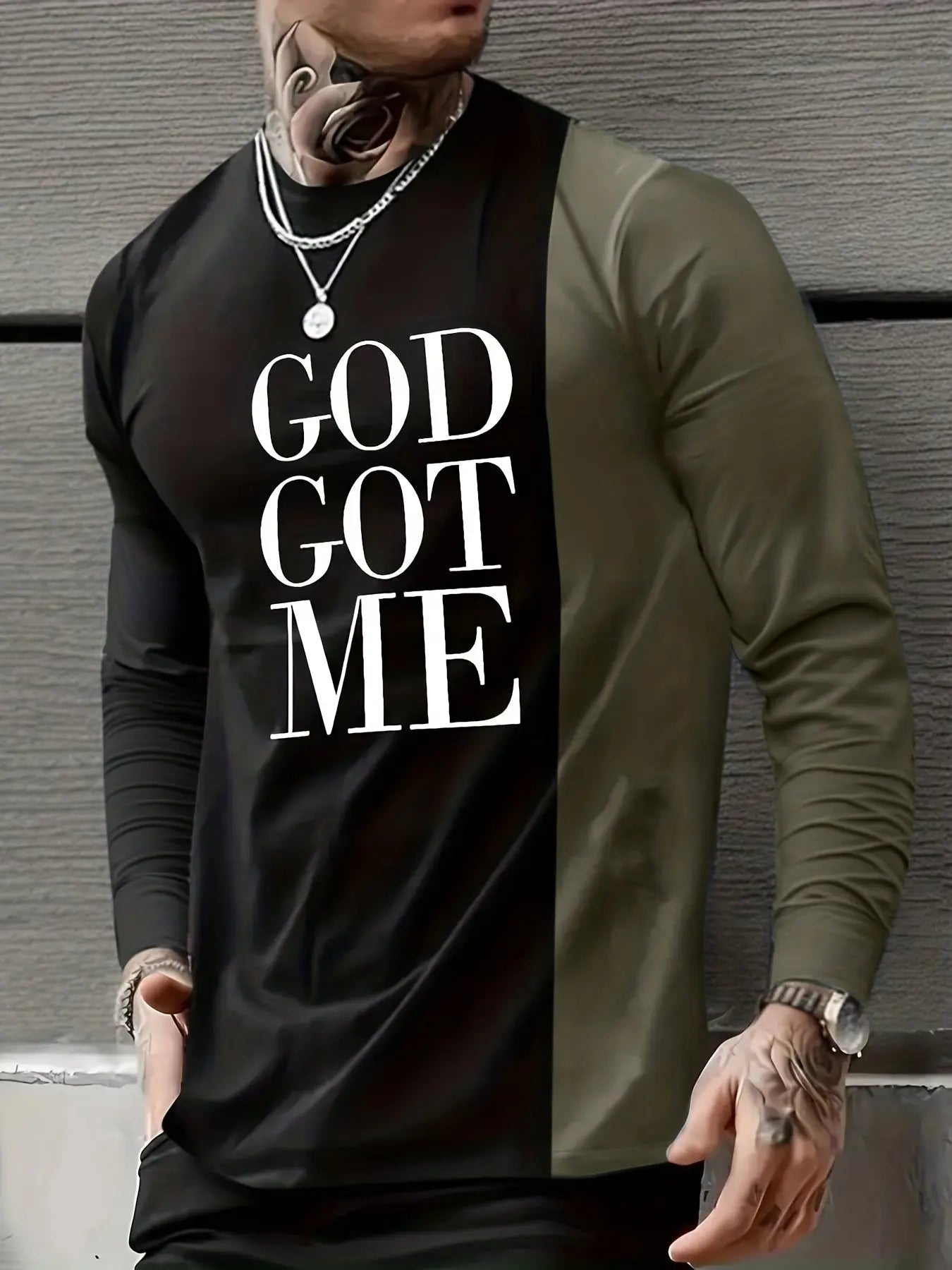 Mens Crew Neck Color Block Graphic Shirt - Soft, Breathable, and Comfy Long Sleeve Top with Contrast Collar and Alphabets Pattern for Casual Wear and Novelty Pajamas Temu
