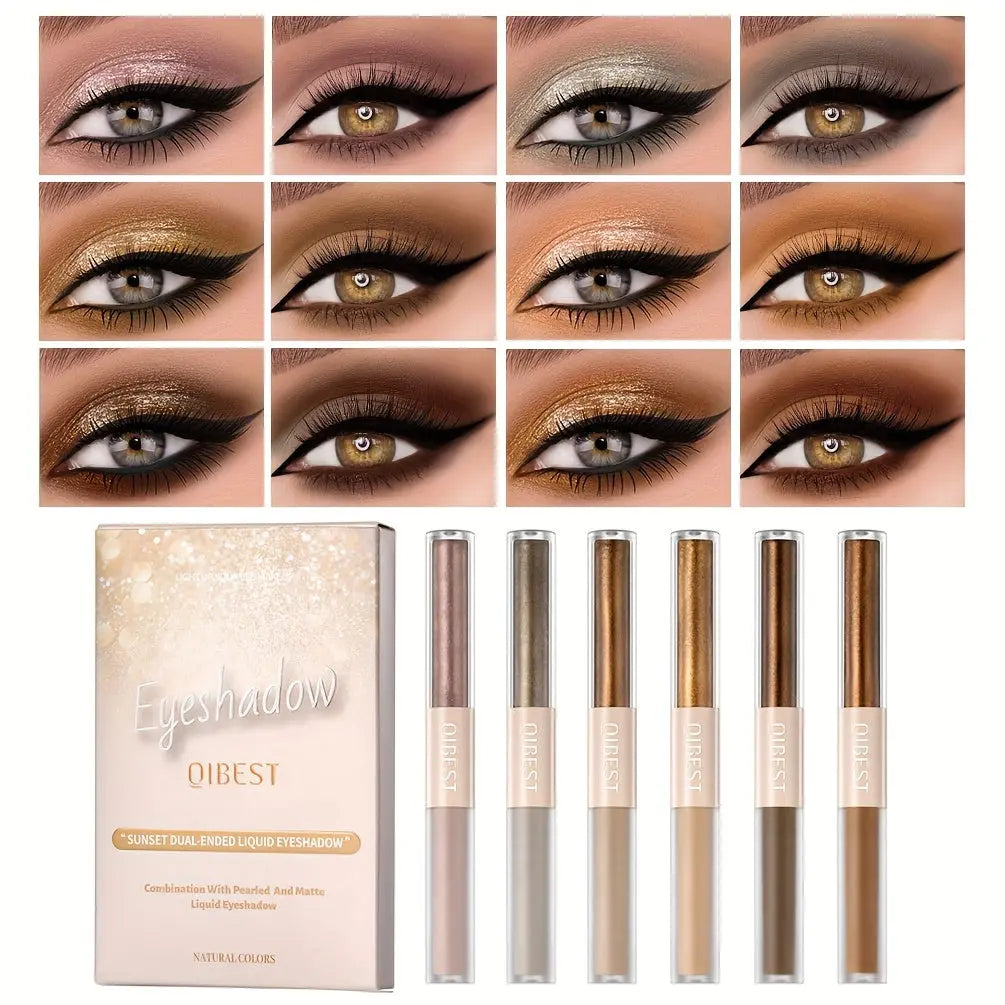 6pcs Double Ended Liquid Eyeshadow Set - Pearly Glitter and Matte Finish, Smooth Delicate Texture, Long-Lasting, Highly Pigmented Temu