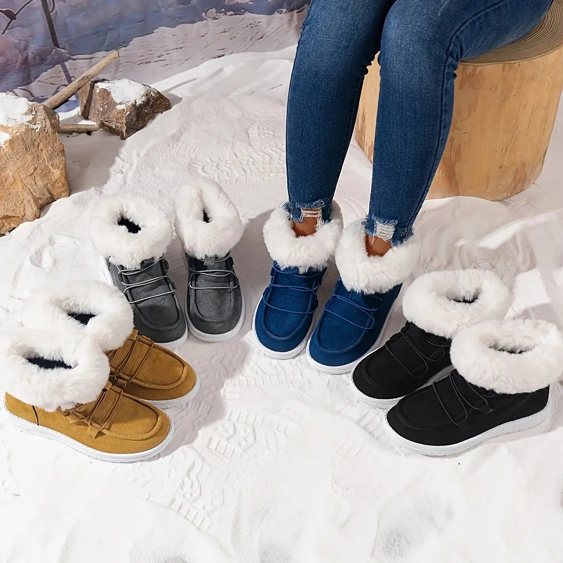 Medium Tube Comfort Sneakers - Soft Fabric Inner, Non-Slip EVA Sole, Thickened Warm Snow Boot Design, Versatile and Breathable for Winter Activities Chic Le'Meek