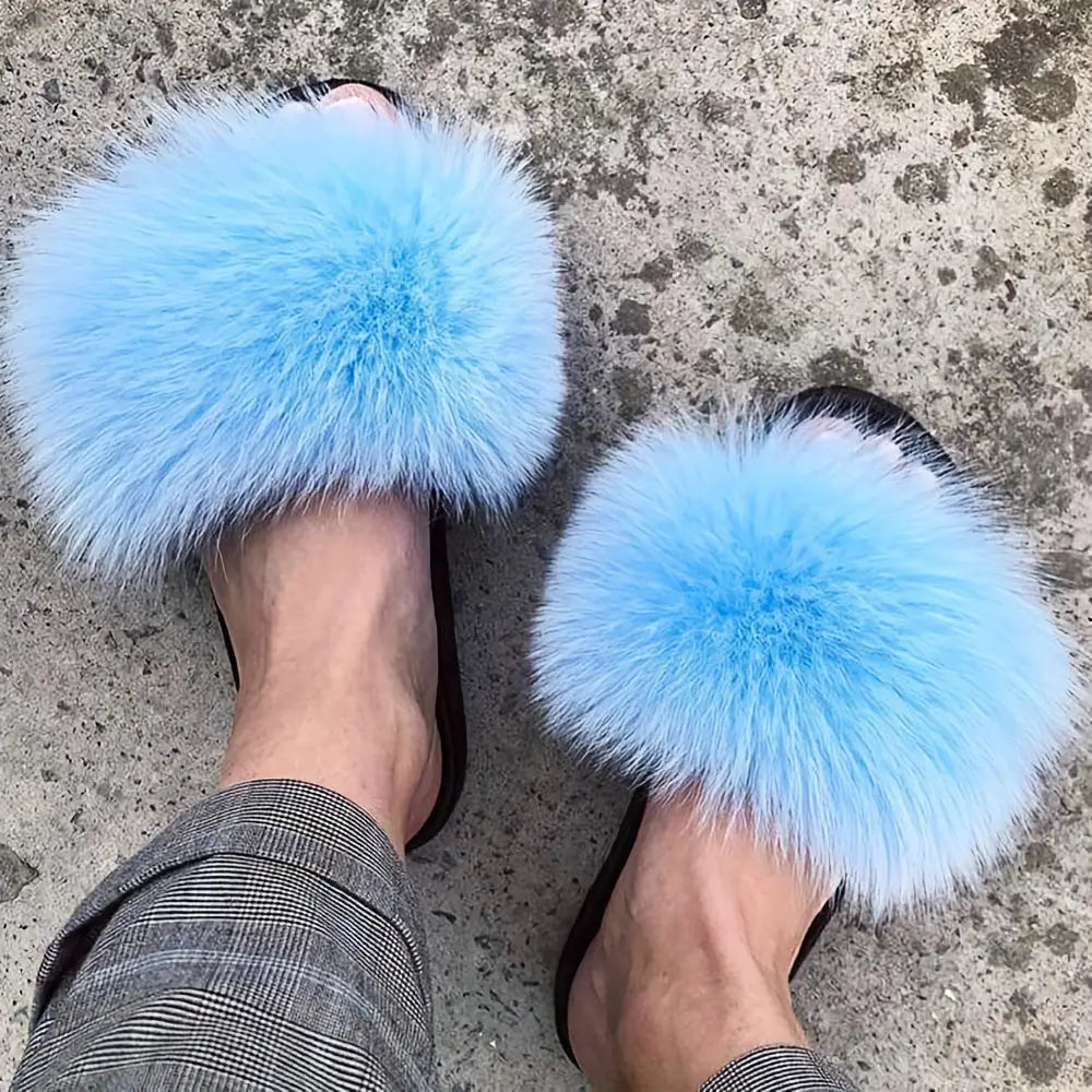 Luxurious Womens Faux Fur Slides - Soft Open Toe Slip-Ons - Ultra-Plush Indoor Slippers for Cozy Lounging - Comfortable Flat Sole - Perfect for Bedroom & Casual Wear Temu