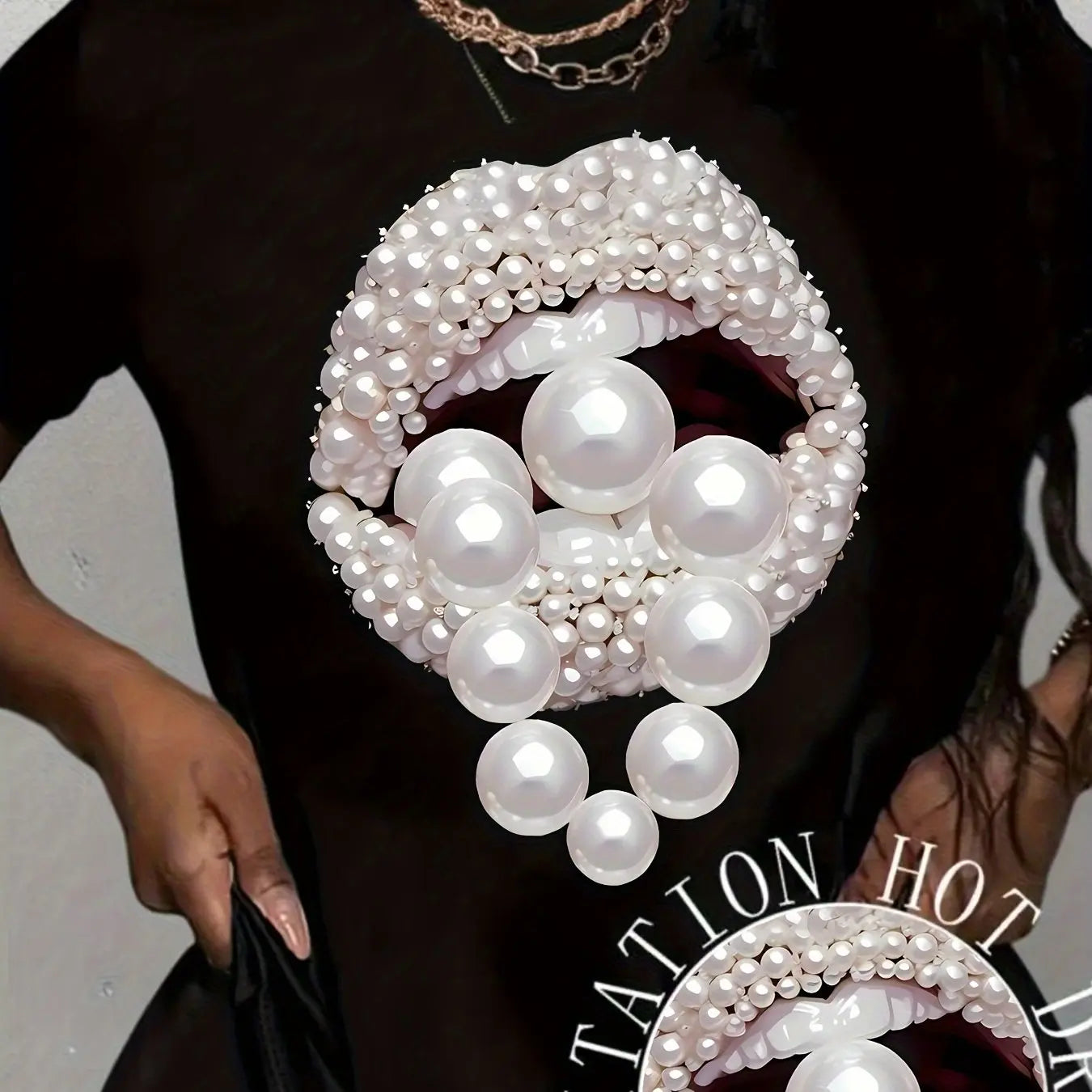 Plus Size Women'S Art Jewelry Lip Pattern Art Print T-shirt, Trendy Fashion Women'S T-shirt, Summer Short Sleeve Top Casual Chic Le'Meek