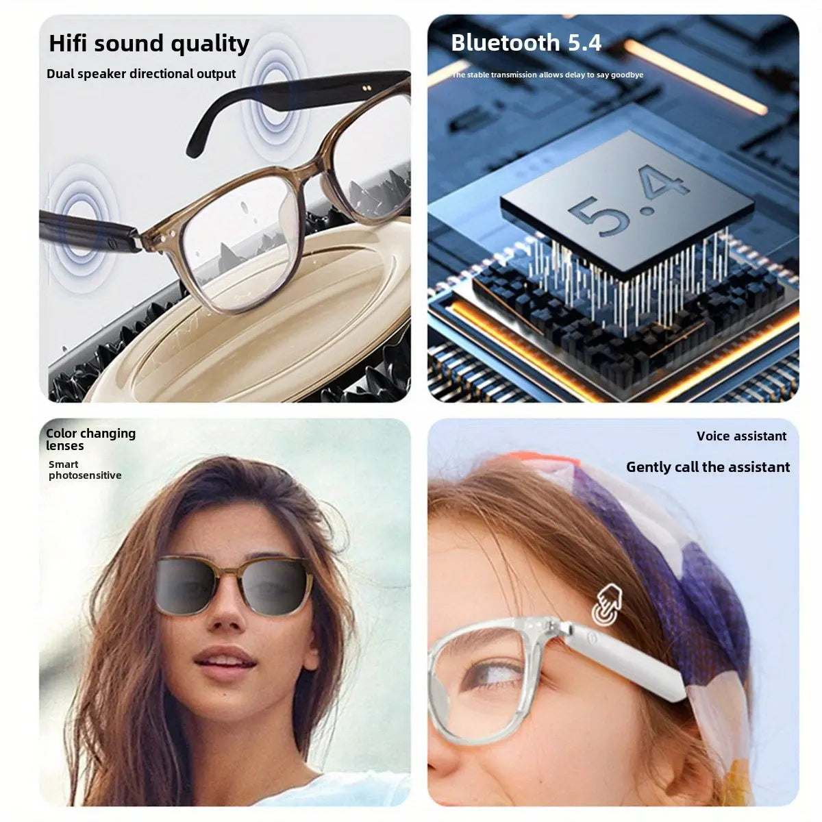 Wireless Smart Audio Fashion Glasses – Stylish Transparent & Black Frames, Immersive Sound, Call & Music Control, USB Rechargeable, Lightweight Titanium Frame for Sports, Driving, and Outdoor Activities Chic Le'Meek