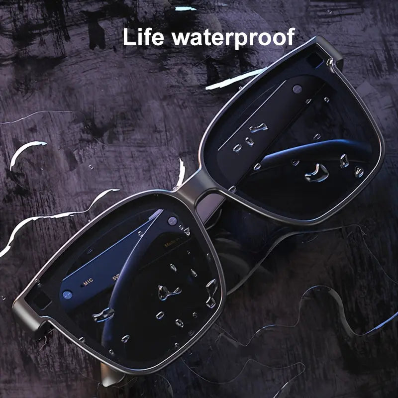 Smart glasses featuring UV400 protection, polarized lenses, a built-in microphone and speaker, physical buttons, a voice assistant, and a large-capacity battery Temu