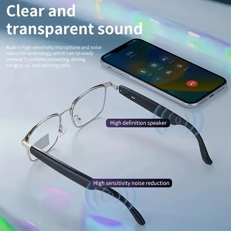 Unisex Smart Glasses with Auto-Dimming & Fashion Glass Transition, Built-in Mic/Speaker for HD Voice Calls & Hi-Fi Sound, Lightweight Battery-Powered Design for Driving,, Home Use - Perfect Holiday Gift, Driving Eyewear, Acce Chic Le'Meek