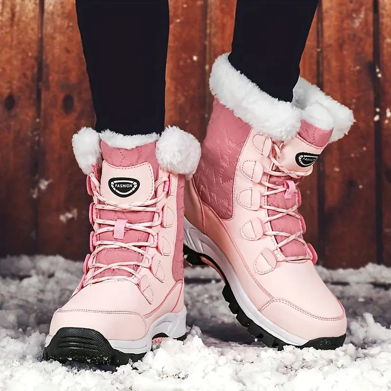 Ultra-Warm Chunky Snow Boots for Women - Anti-Slip, Wear-Resistant, High-Tube Hiking Boots with Thickened Soles for Winter Outdoor Activities - Comfortable, Waterproof, and Breathable Chic Le'Meek