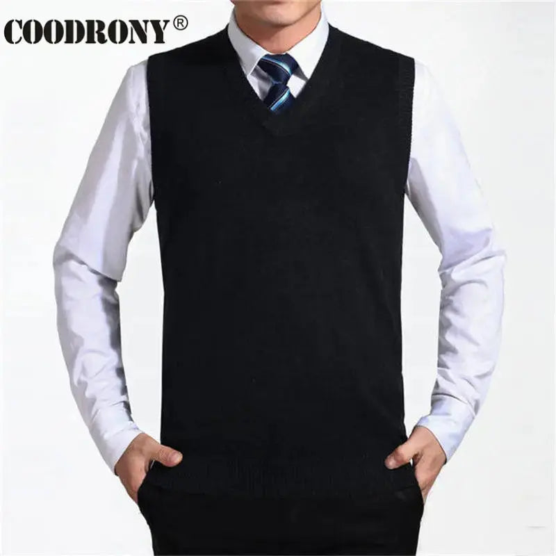 COODRONY 2020 New Arrival Solid Color Sweater Vest Men Cashmere Sweaters Wool Pullover Men Brand V-Neck Sleeveless Jersey Hombre Temu