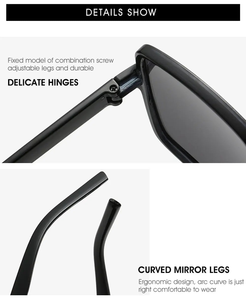 Black Square Oversized Sunglasses Women Big Frame Colorful Sun Glasses Female Mirror Oculos Unisex Gradient Hip Hop Shades Temu