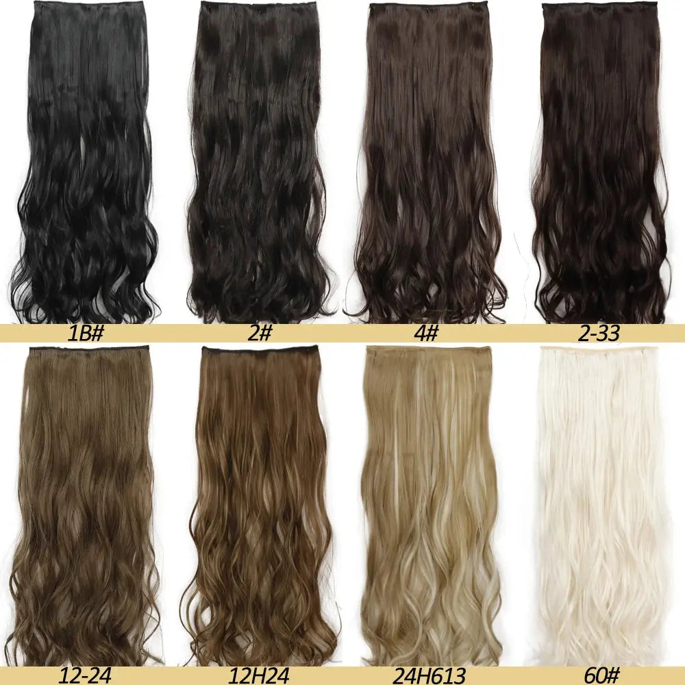 NICESY Synthetic Long Wavy 5 Clips Hair Extensions 22Inch/32Inch Clip On Hair Extensions High Tempreture Fake For Women Chic Le'Meek