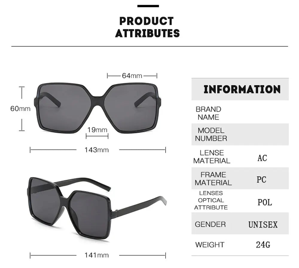 Black Square Oversized Sunglasses Women Big Frame Colorful Sun Glasses Female Mirror Oculos Unisex Gradient Hip Hop Shades Temu