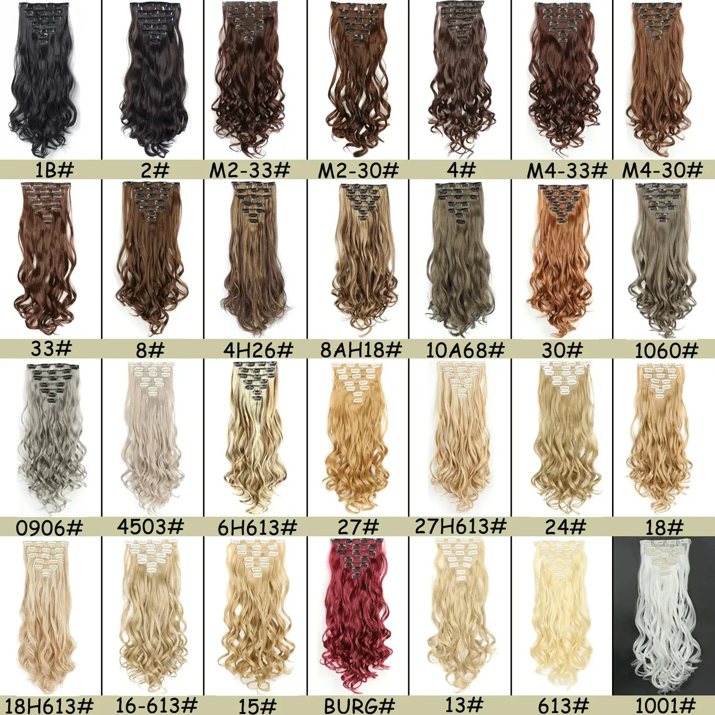 NICESY 16Clips Synthetic 24Inch Long Curly Hair Hairpiece Heat Resistant Hair Extension Clips In Ombre Black Brown Blond Women Temu