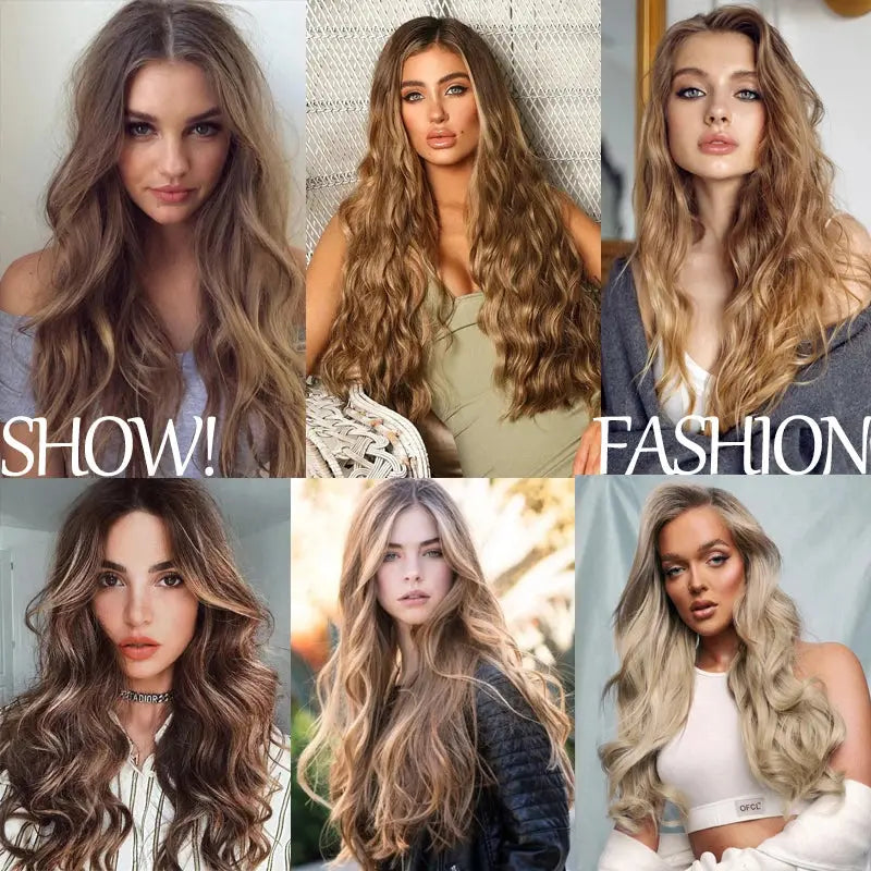 NICESY Synthetic Long Wavy 5 Clips Hair Extensions 22Inch/32Inch Clip On Hair Extensions High Tempreture Fake For Women Chic Le'Meek