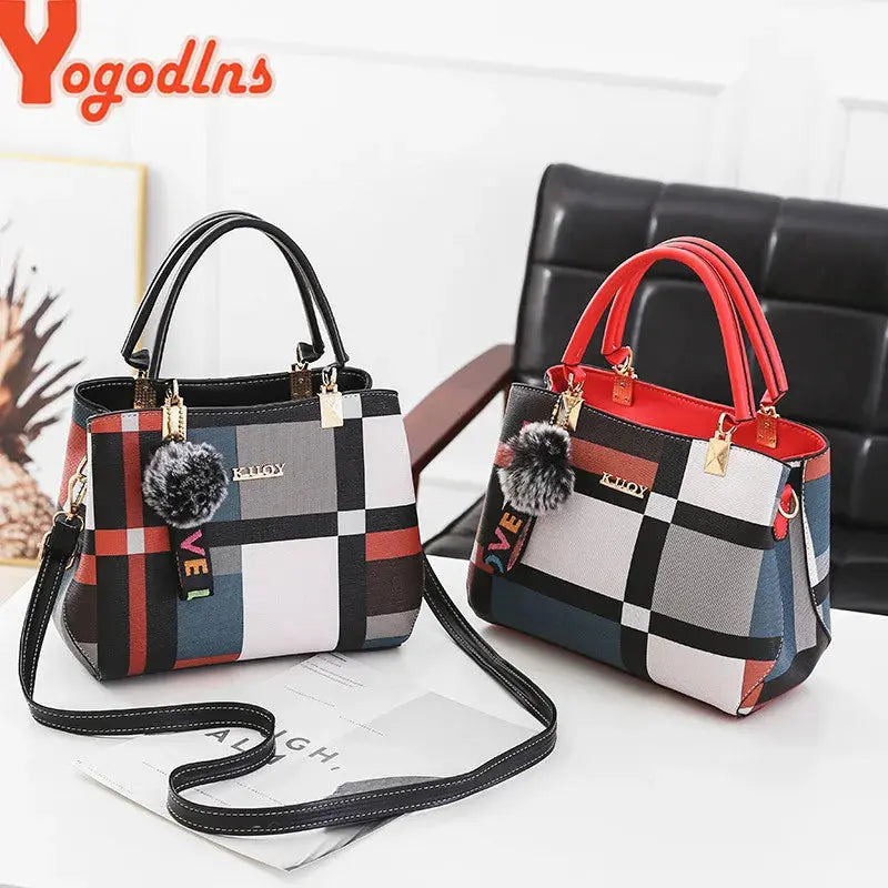 Yogodlns New Luxury Handbag Women Stitching Wild Messenger Designer Brand Plaid Shoulder Ladies Totes AliExpress