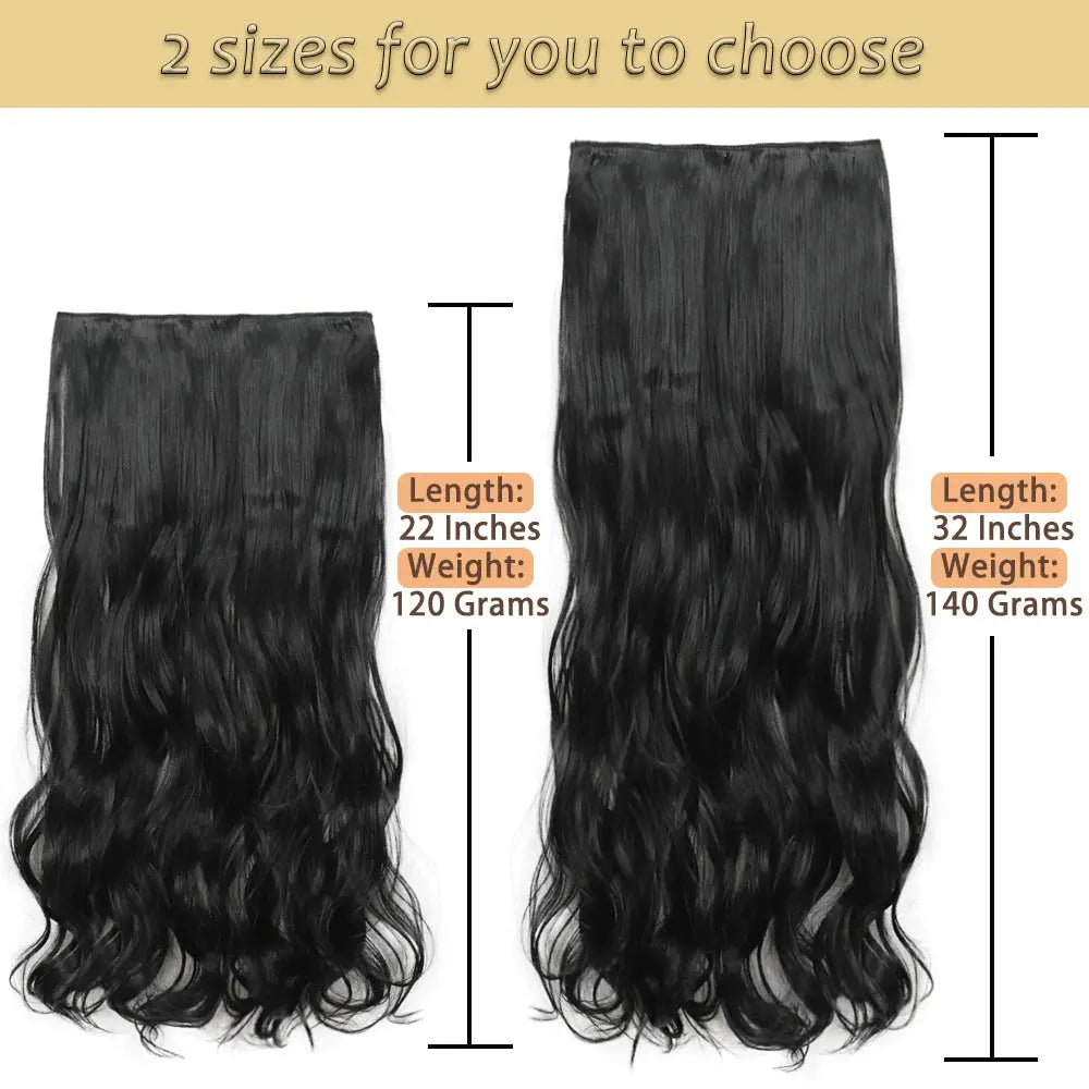 NICESY Synthetic Long Wavy 5 Clips Hair Extensions 22Inch/32Inch Clip On Hair Extensions High Tempreture Fake For Women Chic Le'Meek