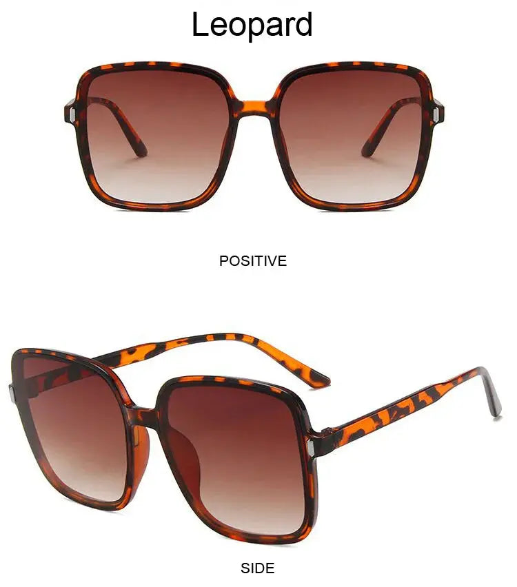 Fashion Designer Square Sunglasses Woman Retro Vintage Gradient Sun Glasses Female Clear Lens Black White Oculos De Sol Chic Le'Meek