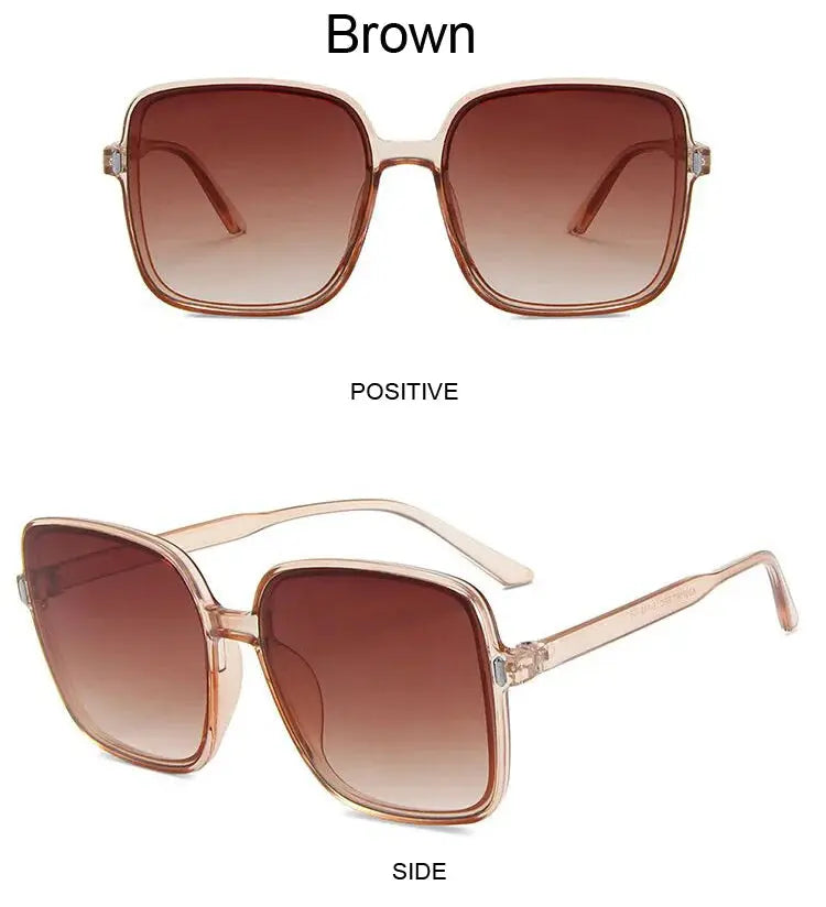 Fashion Designer Square Sunglasses Woman Retro Vintage Gradient Sun Glasses Female Clear Lens Black White Oculos De Sol Chic Le'Meek