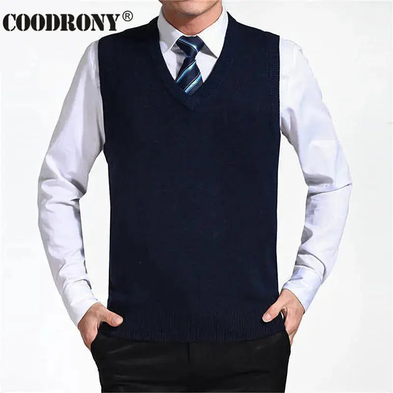 COODRONY 2020 New Arrival Solid Color Sweater Vest Men Cashmere Sweaters Wool Pullover Men Brand V-Neck Sleeveless Jersey Hombre Temu