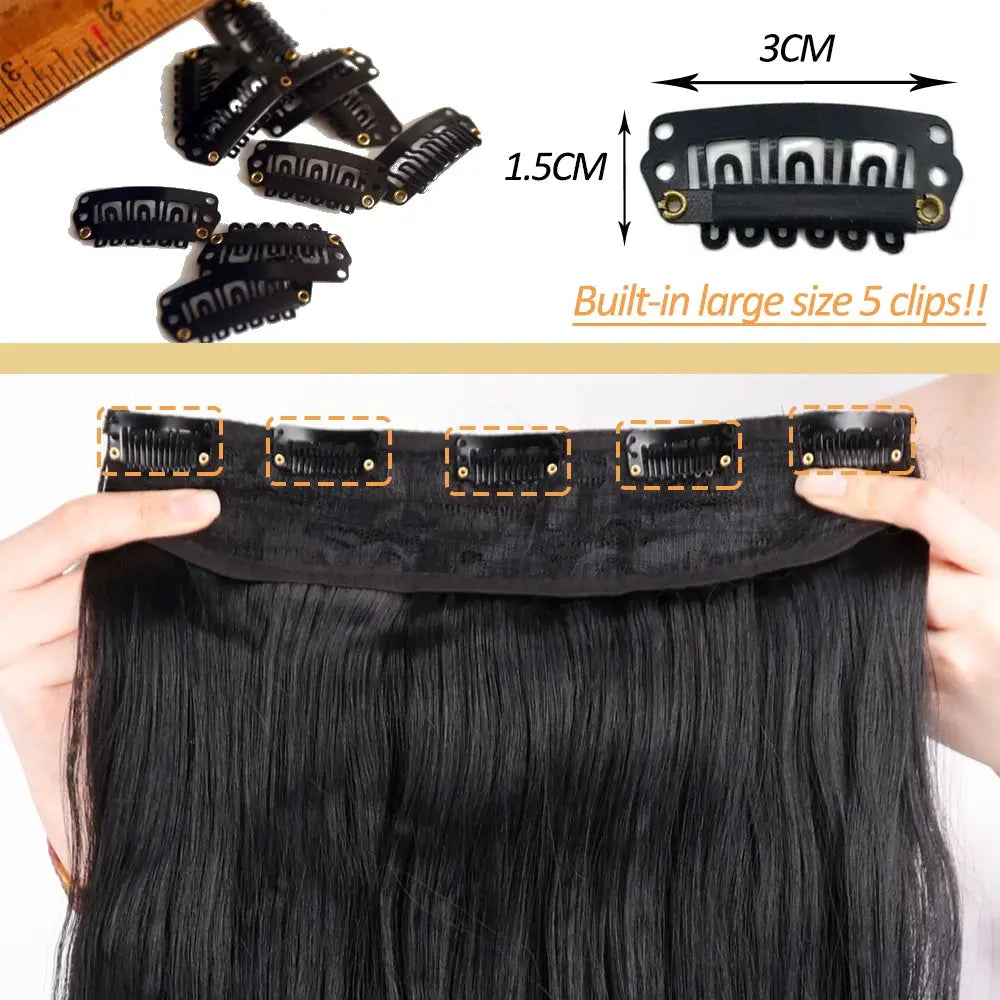 NICESY Synthetic Long Wavy 5 Clips Hair Extensions 22Inch/32Inch Clip On Hair Extensions High Tempreture Fake For Women Chic Le'Meek