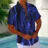Men's Luminous Floral 3D Digital Print Shirt Hawaiian Style Casual Short Sleeved Top Temu
