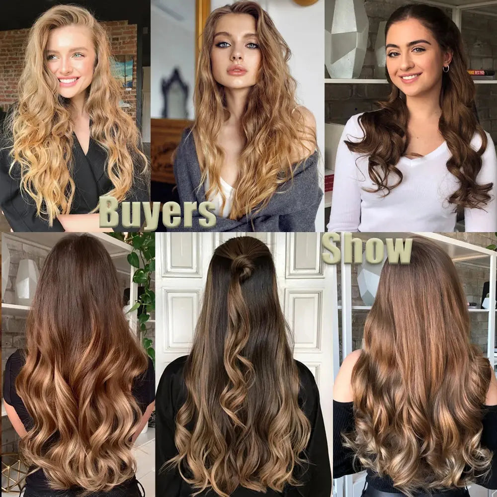 NICESY 16Clips Synthetic 24Inch Long Curly Hair Hairpiece Heat Resistant Hair Extension Clips In Ombre Black Brown Blond Women Temu