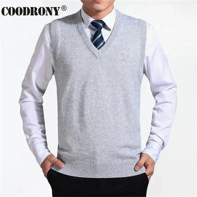 COODRONY 2020 New Arrival Solid Color Sweater Vest Men Cashmere Sweaters Wool Pullover Men Brand V-Neck Sleeveless Jersey Hombre Temu