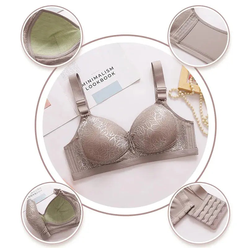 Comfortable Breathable Adjustable Brassiere Thin Section Without Steel Ring Bra Large Breasts Appear Small Side Gathering Bra Chic Le'Meek