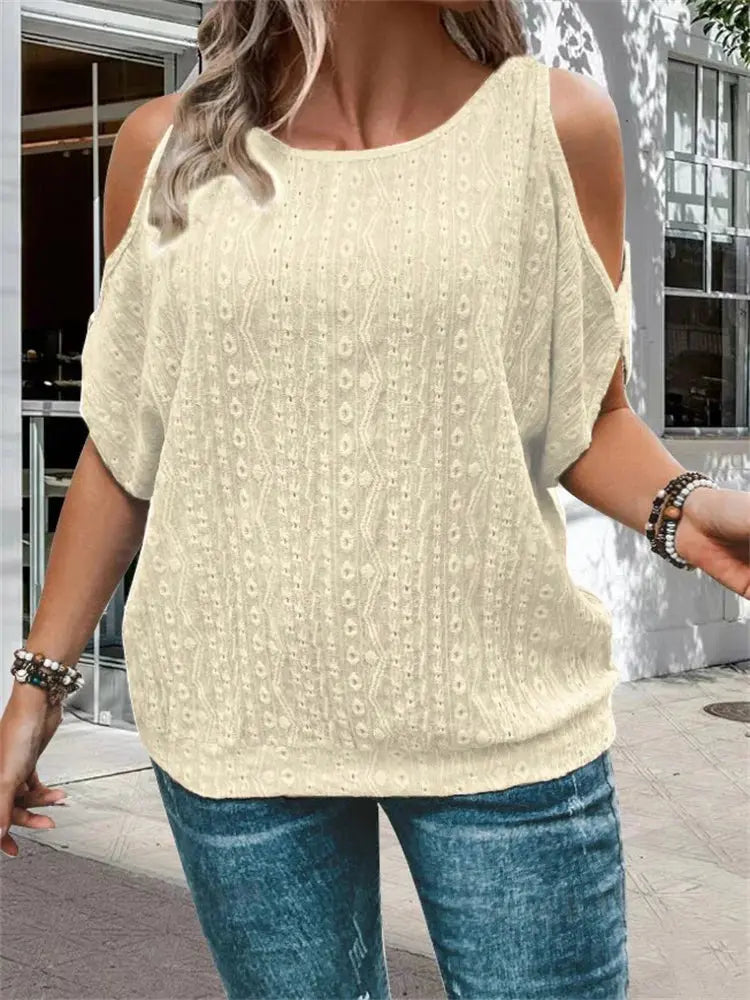 plus sizeLarge Hole Jacquard strapless t-shirt AliExpress