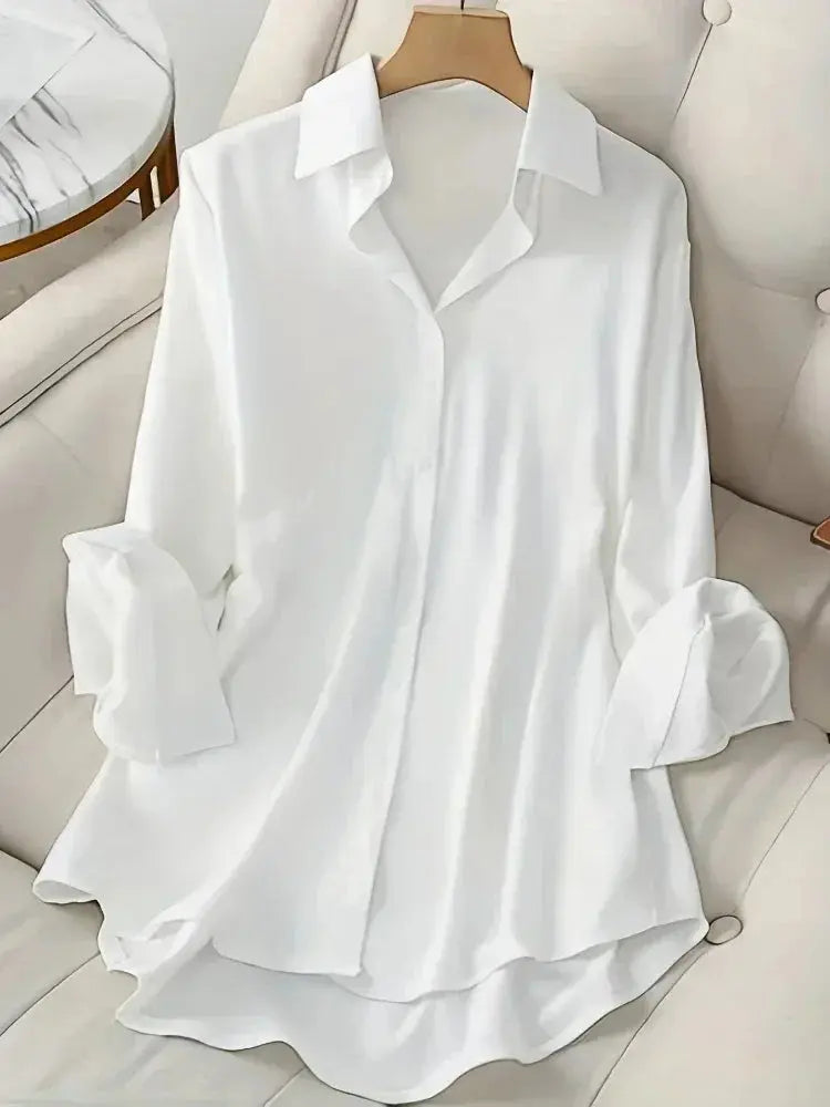 Plus Size Shirts 2025 Summer New Women's Casual Loose Fashion Top Elegant Korean Style Solid Sweet Blouses Single-breasted Lapel Chic Le'Meek