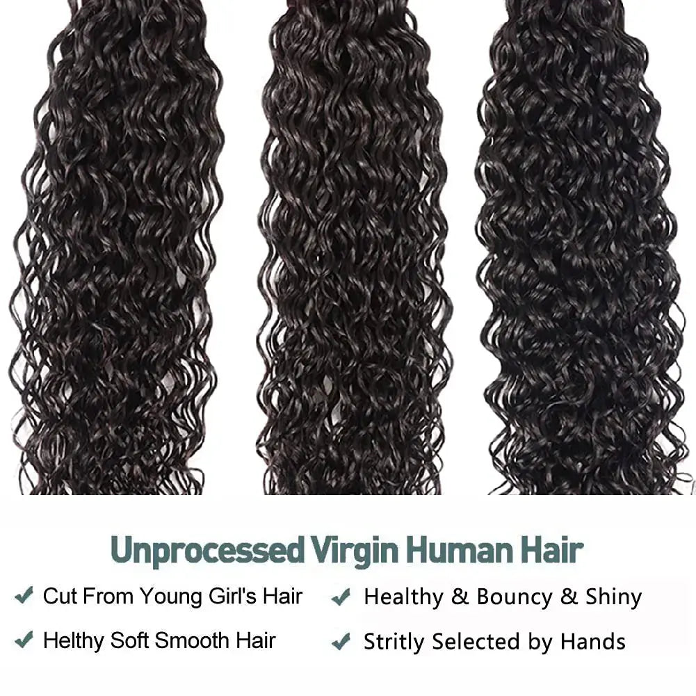 Water Wave Human Hair Bundles Curly Deep Wave 3 Bundles Brazilian Natural Black Human Hair Remy Hair 100% Human Hair Natural Temu