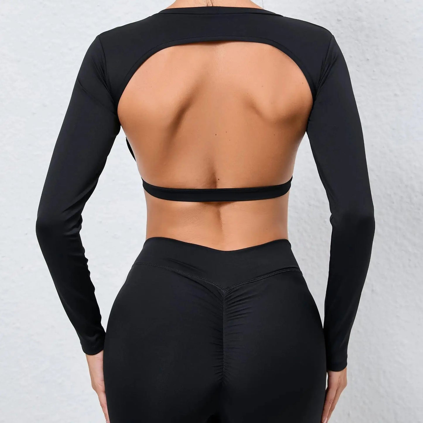 Sexy Long Sleeve Yoga Clothes Backless Gym Top Women Breathable Fitness Crop Yop Quick Dry Sportswear Women Workout Top Female Chic Le'Meek