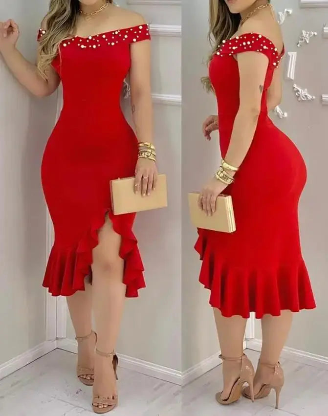 Casual Women's Dresses 2025 Spring Geometric Color Block Print Chic Le'Meek