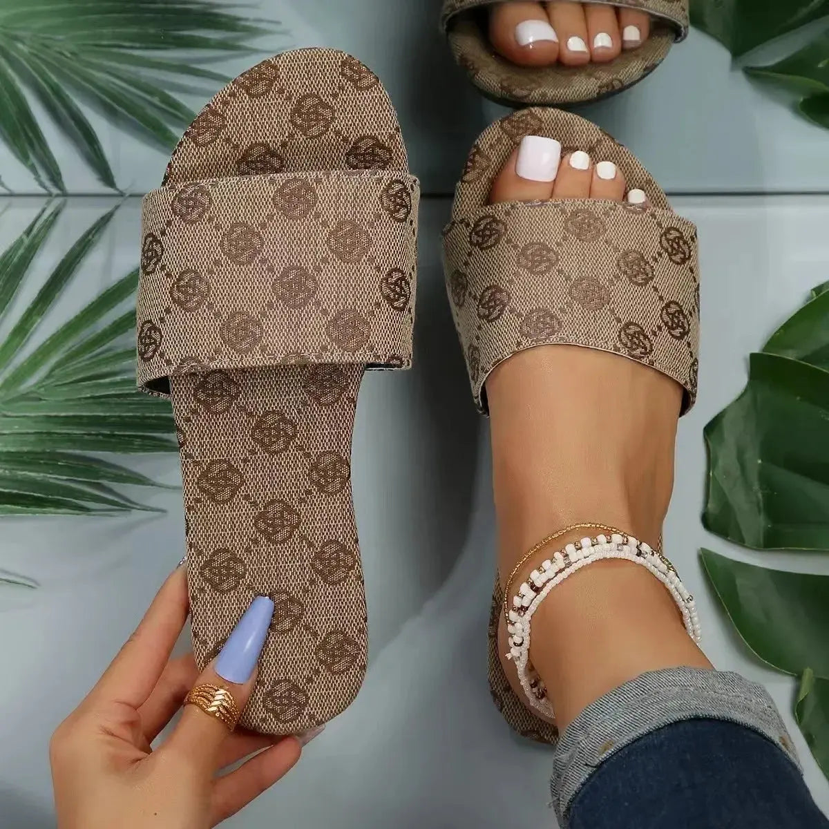 Denim Slippers for Women Shoes Flat Sandals Peep Toe Ladies Casual Slides Female Beach Slippers Flat Shoes Woman Luxury Sandals AliExpress