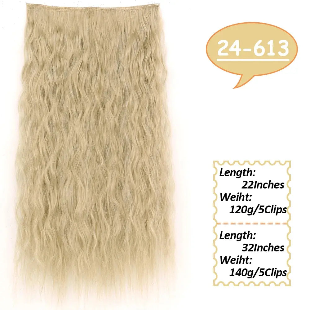NICESY Synthetic Long Wavy 5 Clips Hair Extensions 22Inch/32Inch Clip On Hair Extensions High Tempreture Fake For Women Chic Le'Meek