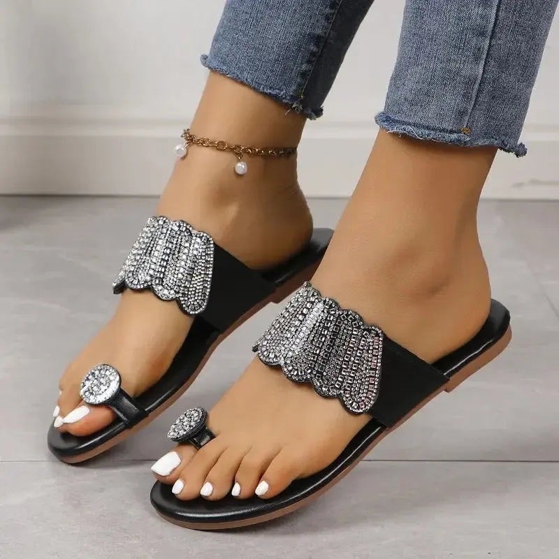 Summer Outside Modern Slippers Flat with Sexy Ladies Shoes 2024 Hot Sale Solid Bling Women's Slippers Zapatillas De Mujer Beach Temu