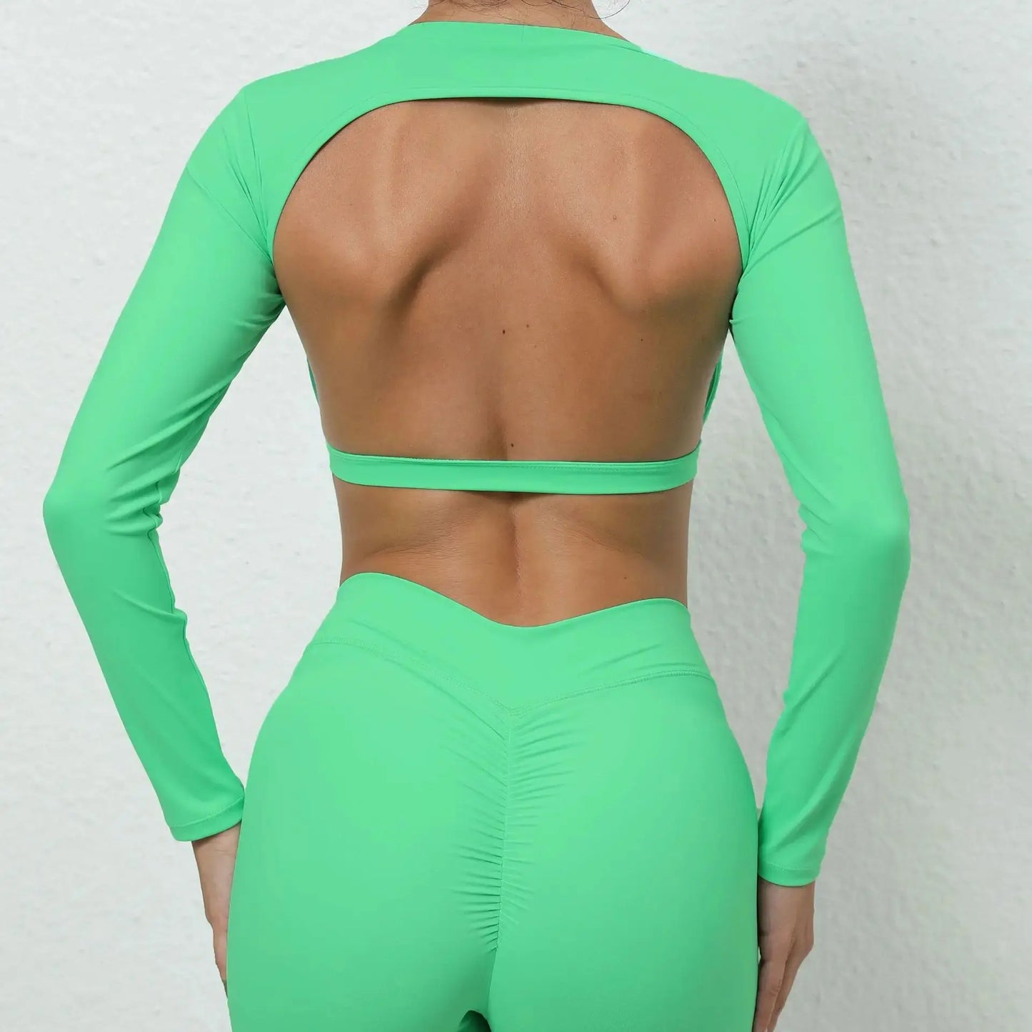 Sexy Long Sleeve Yoga Clothes Backless Gym Top Women Breathable Fitness Crop Yop Quick Dry Sportswear Women Workout Top Female Chic Le'Meek