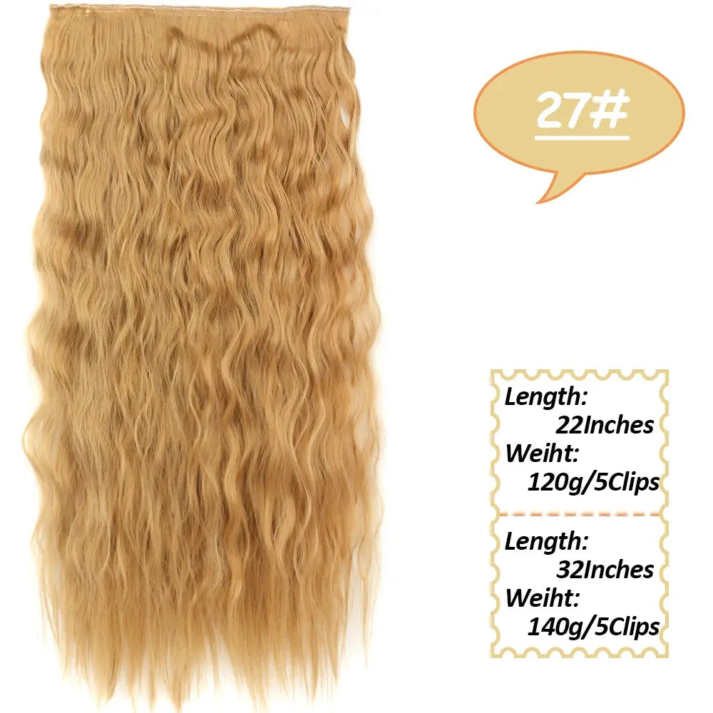NICESY Synthetic Long Wavy 5 Clips Hair Extensions 22Inch/32Inch Clip On Hair Extensions High Tempreture Fake For Women Chic Le'Meek