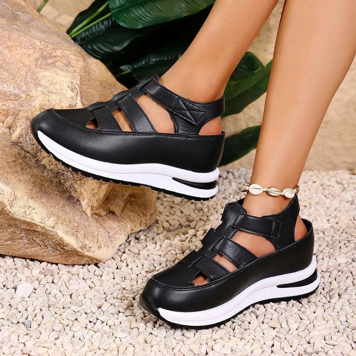 Women Sandals New High Quality Buckle Strap Sandals Women New Closed Toe Office and Career Summer Solid Wedge Shoes for Women AliExpress