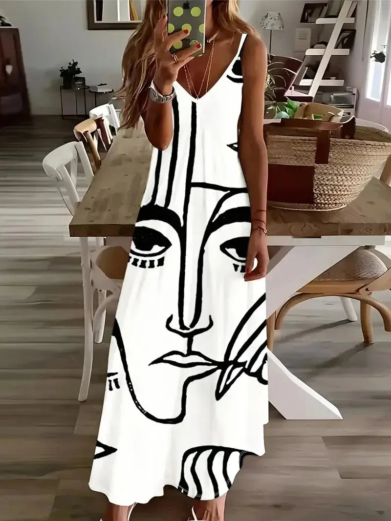 Summer Bohemian Style Women's Suspender Skirt Long A-line Oversized Casual Dress Women's Elegant New Summer Loose Beach Clothes Chic Le'Meek
