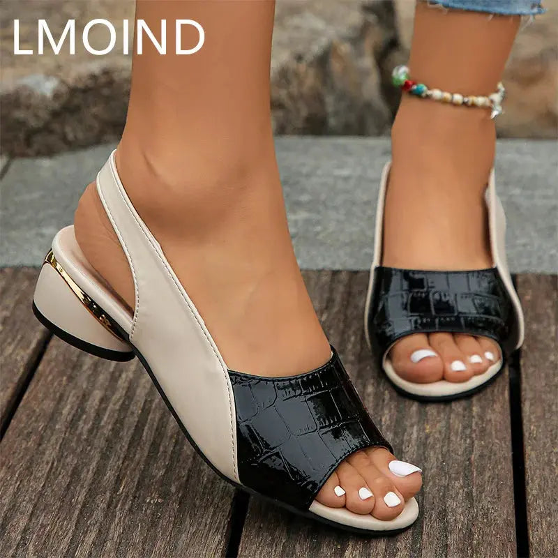 Women Mid Heels Sandals Fashion Dress Chunky Open Toe Shoes New Casual Designer Pumps Classic Brand Femme Zapatos AliExpress