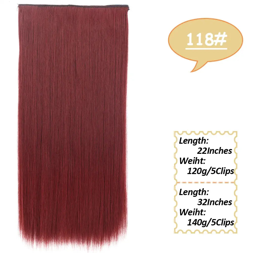 NICESY Synthetic Long Wavy 5 Clips Hair Extensions 22Inch/32Inch Clip On Hair Extensions High Tempreture Fake For Women Chic Le'Meek