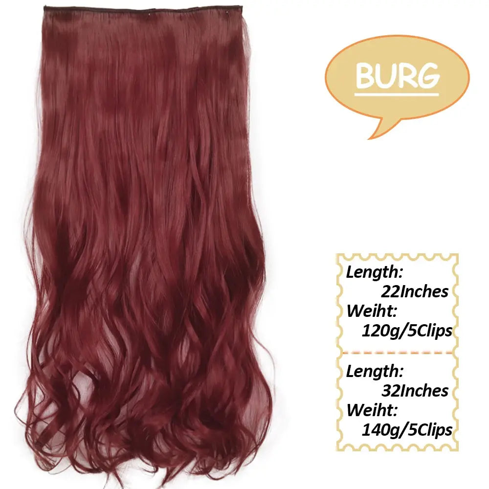 NICESY Synthetic Long Wavy 5 Clips Hair Extensions 22Inch/32Inch Clip On Hair Extensions High Tempreture Fake For Women Chic Le'Meek