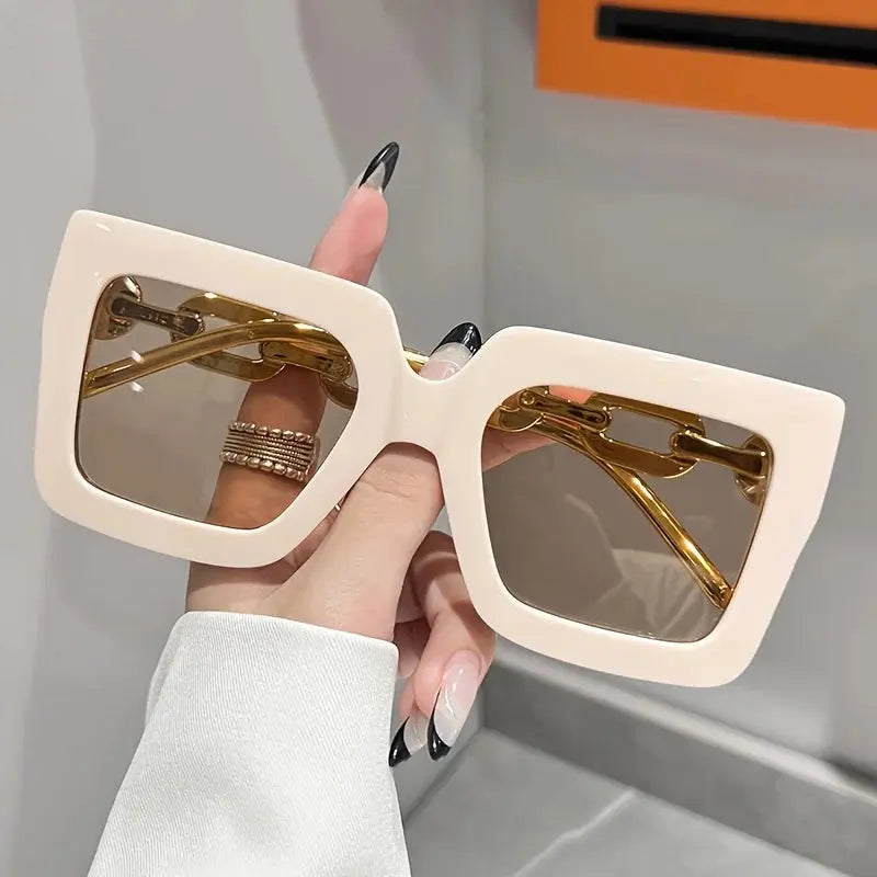 Luxury square fashion glasses for women casual candy color anti glare sun shades for beach party Travel Temu