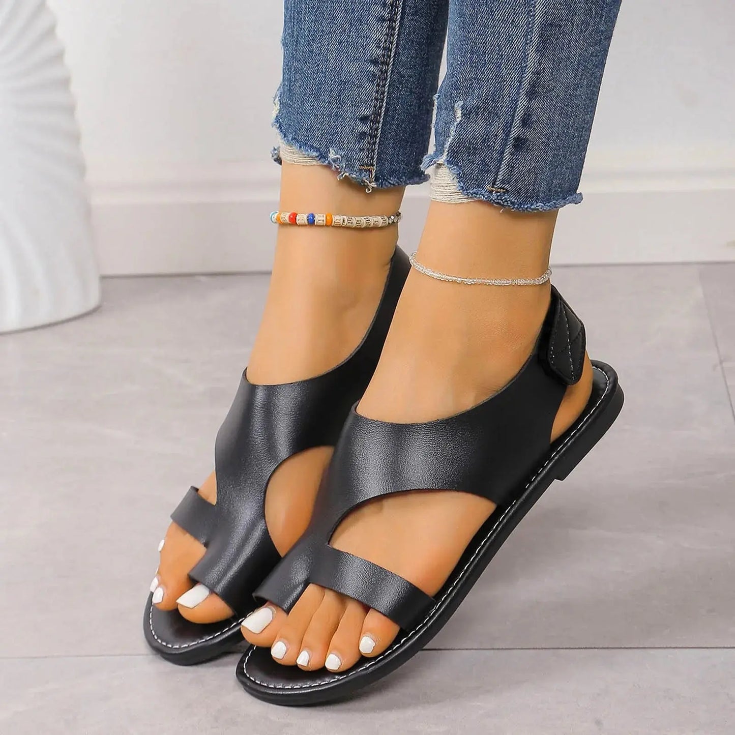 Women'S Sandals With Arch Support Comfortable Soft Open Toe Casual Flat Sandals For Various Occasions Beach Toe Ring Flip Flops Temu