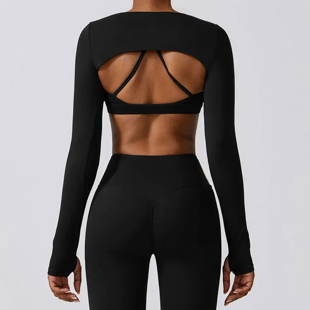 New Sports Camisole Yoga Long Sleeved Shawl Yoga Top Nude Fitness Yop Gym Push Ups Workout Top Running Sports Smock Chic Le'Meek