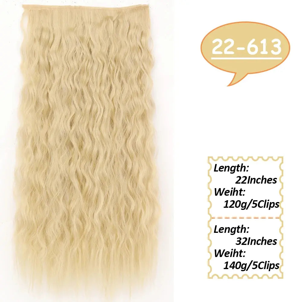 NICESY Synthetic Long Wavy 5 Clips Hair Extensions 22Inch/32Inch Clip On Hair Extensions High Tempreture Fake For Women Chic Le'Meek