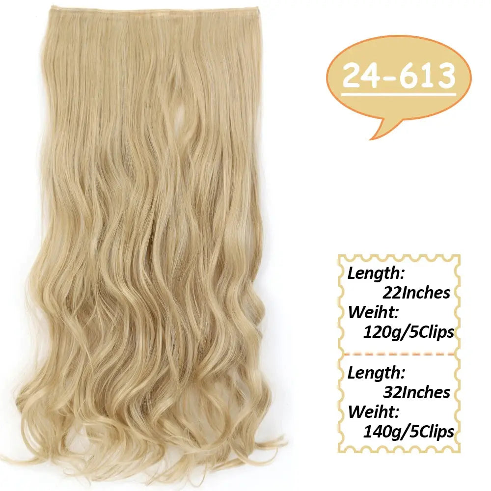 NICESY Synthetic Long Wavy 5 Clips Hair Extensions 22Inch/32Inch Clip On Hair Extensions High Tempreture Fake For Women Chic Le'Meek