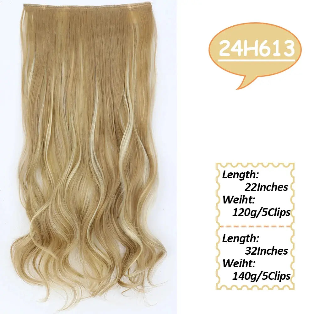 NICESY Synthetic Long Wavy 5 Clips Hair Extensions 22Inch/32Inch Clip On Hair Extensions High Tempreture Fake For Women Chic Le'Meek