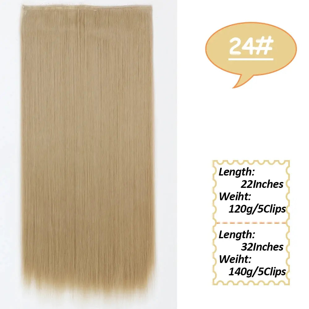 NICESY Synthetic Long Wavy 5 Clips Hair Extensions 22Inch/32Inch Clip On Hair Extensions High Tempreture Fake For Women Chic Le'Meek